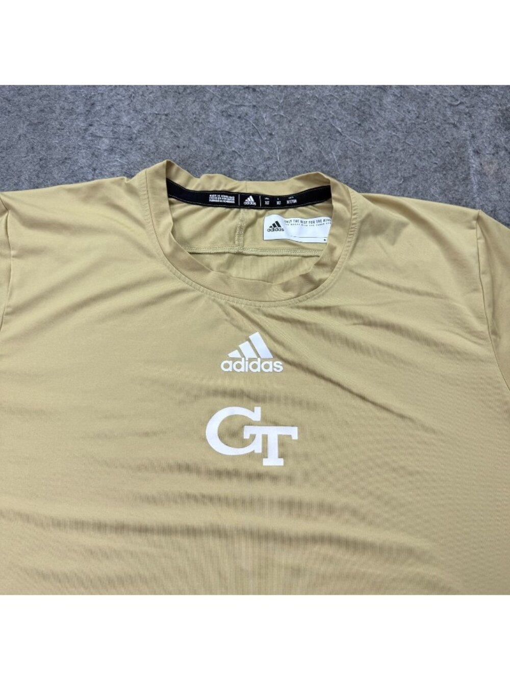 Georgia Tech Yellow Jackets Adidas Shirt Men XLT Gold Crew Performance Stretch
